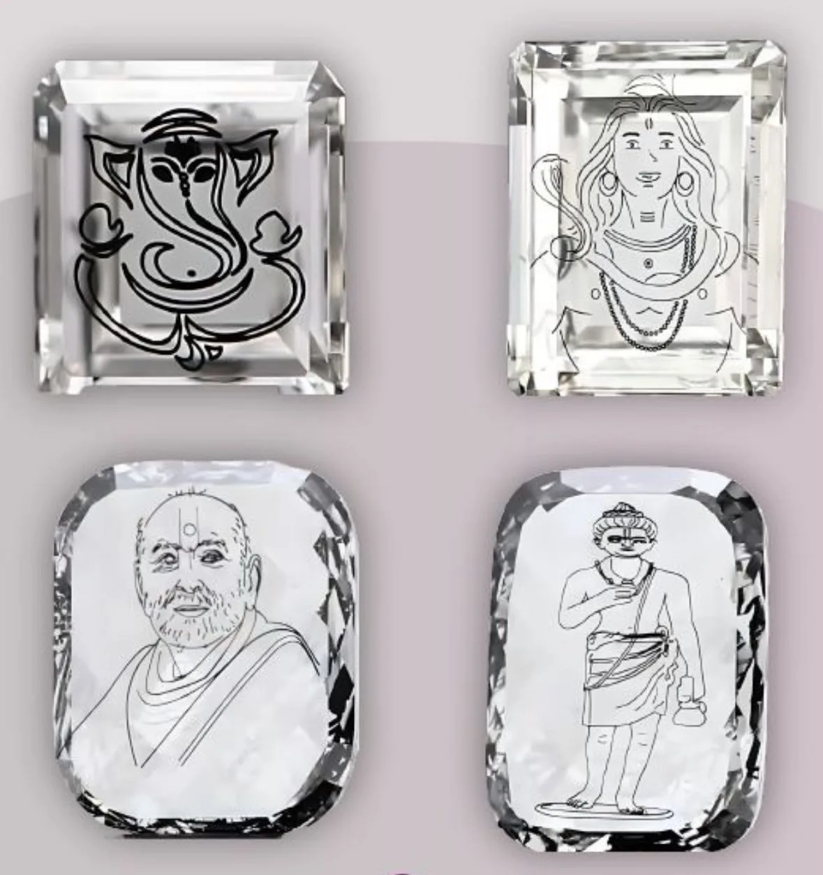 Four portraits engraved on diamond plates