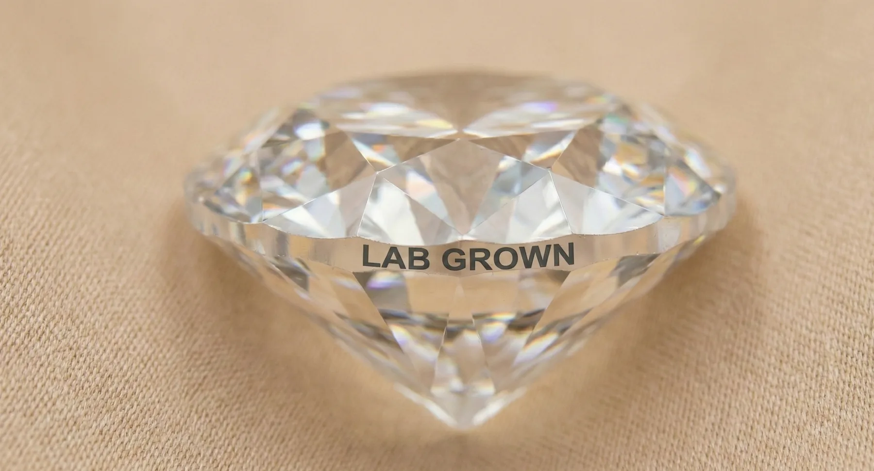 Lab grown inscription on the girdle of a diamond