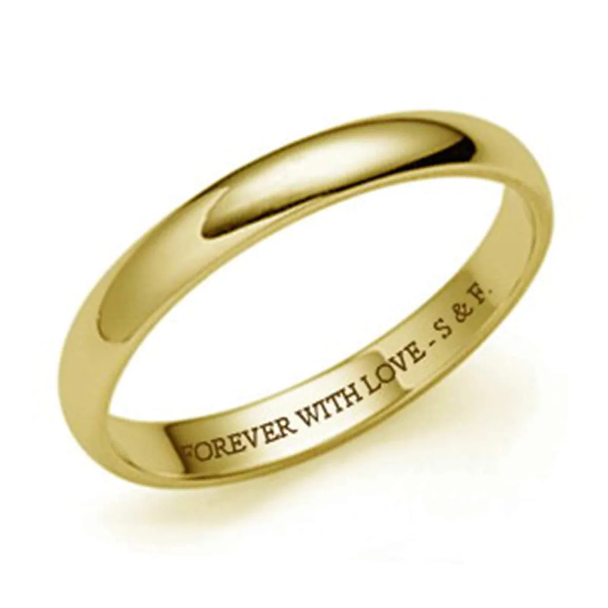 Gold band engraved with Forever with love